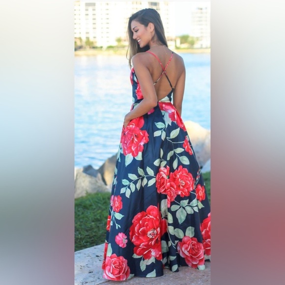 SOIEBLU Sz S Floral Open Back Crinoline Underskirt Jewelled Waist Dress NEW - Picture 2 of 16